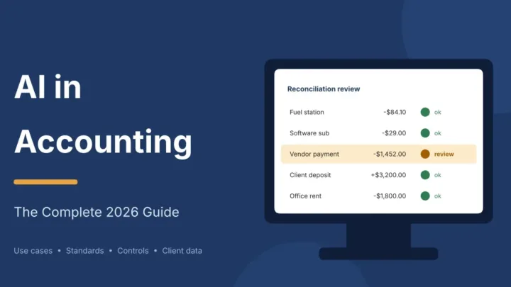 AI in accounting: a reviewer checking AI-matched bank transactions against the ledger