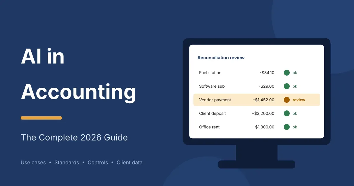AI in accounting: a reviewer checking AI-matched bank transactions against the ledger
